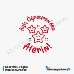 Öğretmen Aferin Kaşesi - Mobistamps R30 Yuvarlak Kaşe, Öğr-002