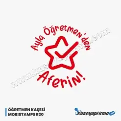 Öğretmen Aferin Kaşesi - Mobistamps R30 Yuvarlak Kaşe, Öğr-003