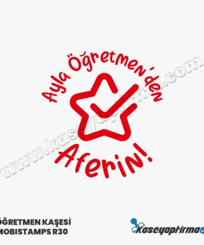 Öğretmen Aferin Kaşesi - Mobistamps R30 Yuvarlak Kaşe, Öğr-003