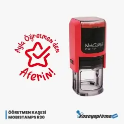 Öğretmen Aferin Kaşesi - Mobistamps R30 Yuvarlak Kaşe, Öğr-003