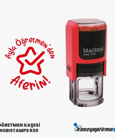 Öğretmen Aferin Kaşesi - Mobistamps R30 Yuvarlak Kaşe, Öğr-003