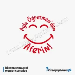 Öğretmen Aferin Kaşesi - Mobistamps R30 Yuvarlak Kaşe, Öğr-004