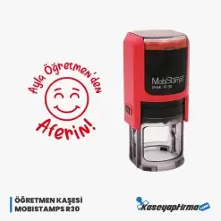 Öğretmen Aferin Kaşesi - Mobistamps R30 Yuvarlak Kaşe, Öğr-006